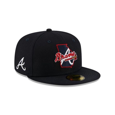 Blue Atlanta Braves Hat - New Era MLB Local 59FIFTY Fitted Caps USA7092634